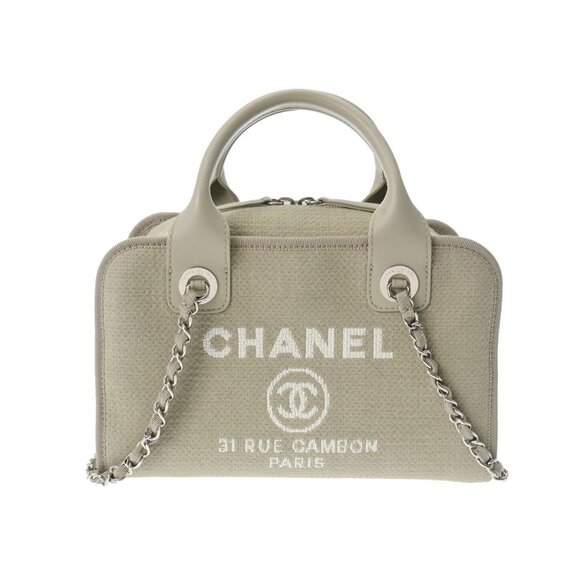 CHANEL Deauville Bowling bag 2WAY gray A92749 hand bag - Picture 1 of 12